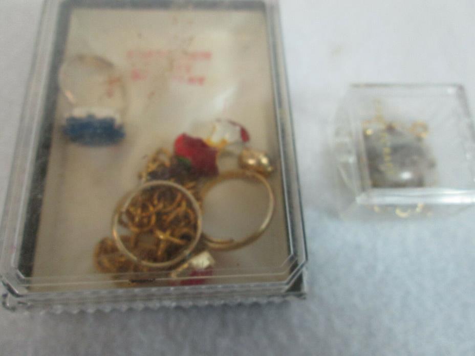 Vintage 1970's lot of childrens jewelry, Forbidden Fruit bracelet, rings, brooch