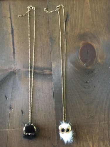 LOT OF “2” JUSTICE NECKLACES FOR GIRLS, CAT AND OWL