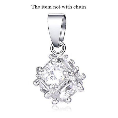 Pretty Magic Ball Pendant in white Gold Filled with White crystals - free chain
