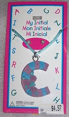 Child's Initial pendant necklace and earrings (C)