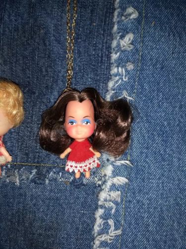 Vintage Necklace Doll PARIS & CO 1968 Girl Miniature Caucasian free ship No Tag