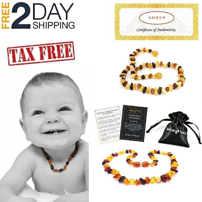 Amber Baby Necklace Unisex Teeth Pain Reduce Natural Anti Flammatory Multi Color