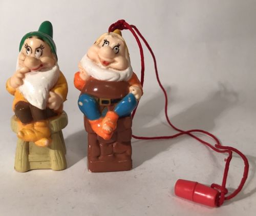 Snow White And The 7 Dwarfs Bashful Happy Necklace Charm Figurines Figures Lot 2
