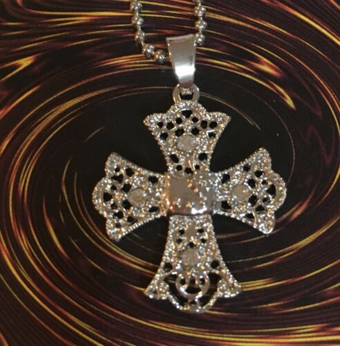 Hello Kitty Cross Necklace Rhinestone Gothic Religious
