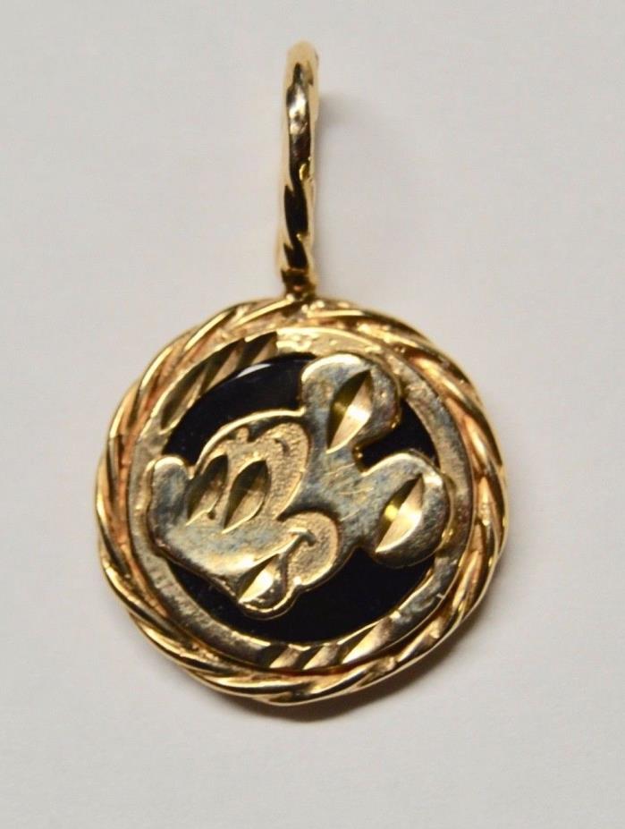 14k & 10k Yellow Gold Mickey Mouse Pendant With Black Onyx