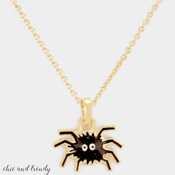 HALLOWEEN BLACK SPIDER NECKLACE CHILD, ADULT CHIC & TRENDY HOLIDAY JEWELRY SETS