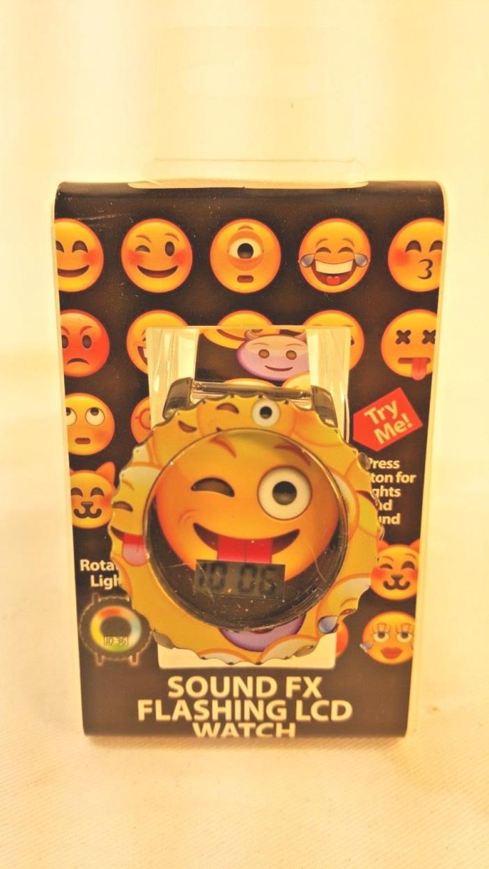 Kids' Happy Face Emoji Flashing Sound Lcd Watch, Multi-Colored    A3-11