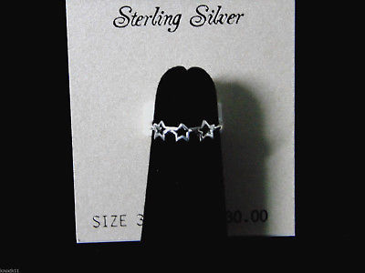NEW Sterling Silver FILIGREE 3 STAR RING Ladies or Childrens Size 3 Stars NWT!