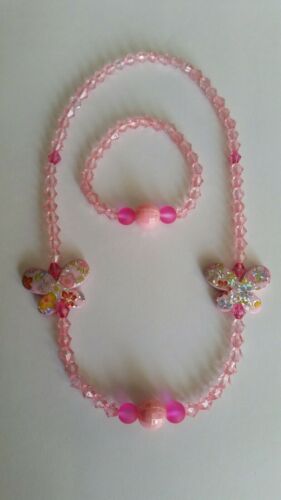Girl Kids Toddlers Colorful Beautiful! Stretch Necklace Bracelet Set Butterfly