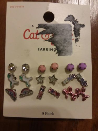 Cat & Jack Girls' 9 pairs Earrings Nickel Free