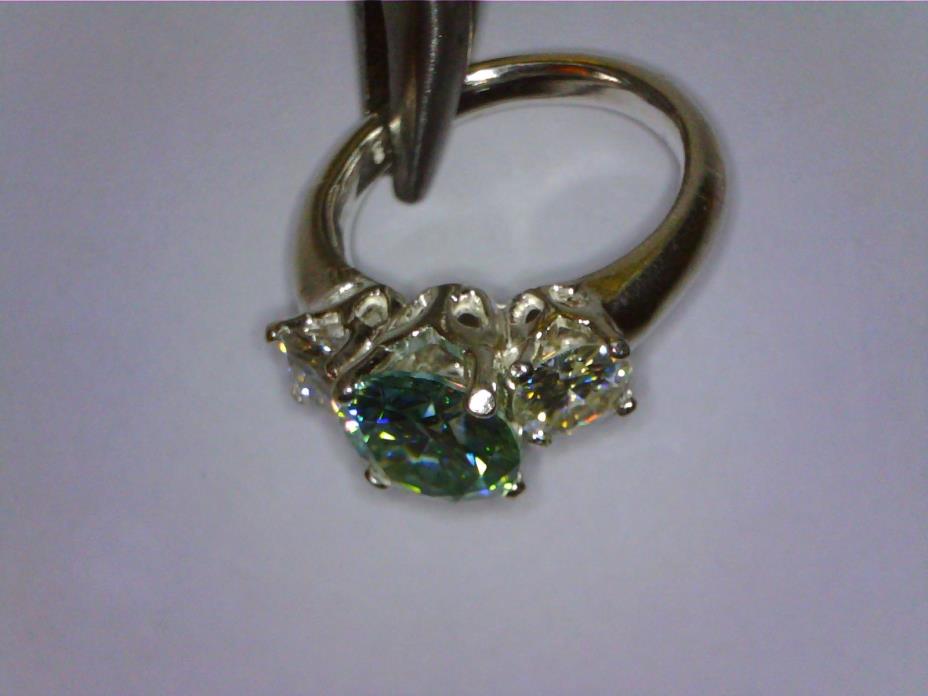 925 sterling silver moissanite diamond ring VVS-1 2.96tcw