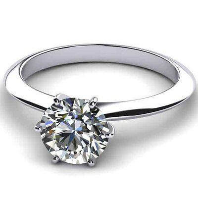 Round CZ Solitaire Engagement Ring 2.00 Carat Solid 10k White Gold 6-prong
