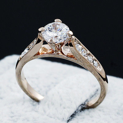 Yello Gold gp lab Diamond Classic Round Cut Engagement Wedding Party Ring Sz 7