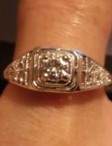14k Filigree  Vintage Look, 4 mm Moissanite Engagement Ring Last One