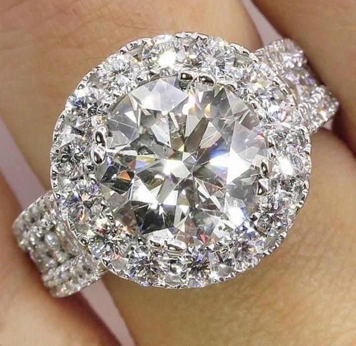 3.55Ct Round Brilliant Cut Moissanite Halo Engagement Ring 14K White Gold