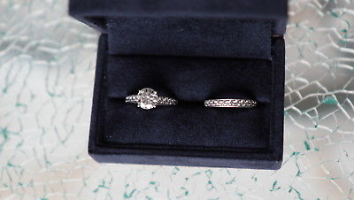 Charles & Colvard AMORA Moissanite Round 2 Carat Engagement & Wedding Ring SET