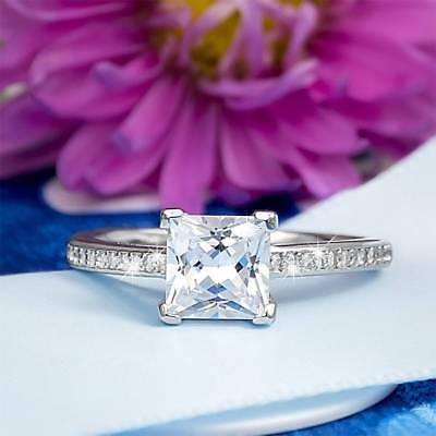 1.25CT Engagement Promise RING With PRINCESS CUT Diamond 925 Sterling Silver