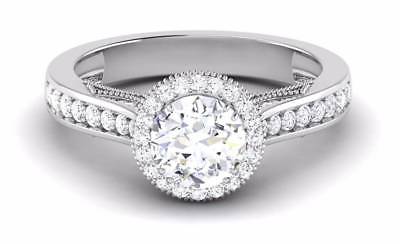 2.50Ct D/VVS1 Diamond 14K White Gold Finish Halo Engagement Wedding Ring