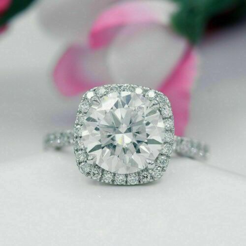 Certified 2.50Ct Round Moissanite Engagement Wedding Ring Solid 14k White Gold