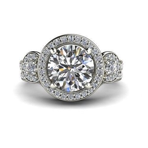 Forever Round Moissanite Diamond Wedding Ring Engagement Ring In 14K White Gold