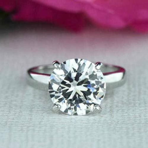 3.50 Ct Round Cut Moissanite Wedding Solitaire Engagement Ring 14K White Gold