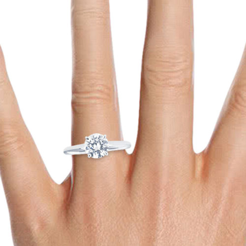 1 CT Diamond Engagement Ring Enhanced Round Cut D-E/VS2 14K White Gold D7 7