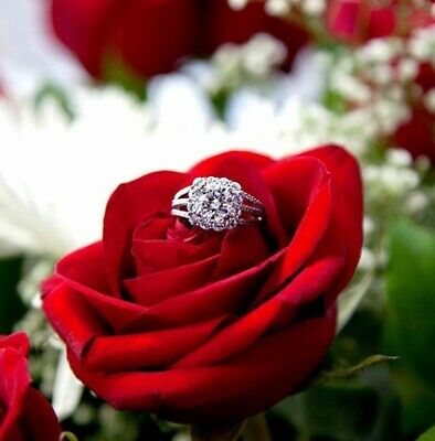 14k White Gold Three Row Style Engagement Wedding Ring 2.50ct Round Cut Diamond