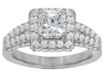 2.71 CT Women's Princess Cut Diamond Engagement Ring In Platinum