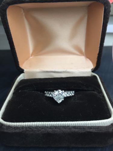 .91CT HEART SHAPED DIAMOND SOLITAIRE W/ACCENTS ENGAGEMENT RING 14K WHITE GOLD