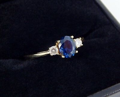 14K Frank Lau 1.12 Carat Natural Sapphire and Diamond Ring 2.4 Grams Size 6 1/2