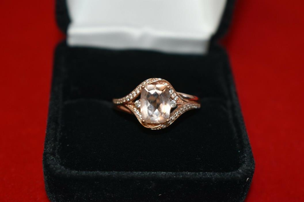 10K Rose Gold Diamond & Morganite Ring SZ 9