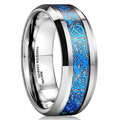 King Will Dragon Men Women 8mm Tungsten Carbide Ring Blue Celtic Imitated