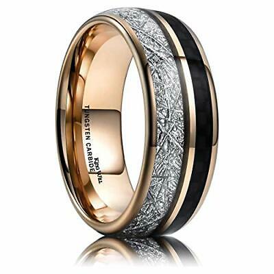 King Will Meteor 8mm Tungsten Carbide Ring Rose Gold Imitated Meteorite