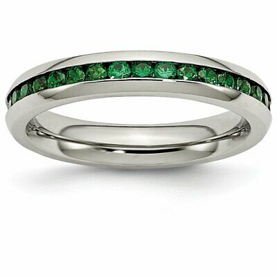 Goldia Stainless Steel May Green Cz Ring