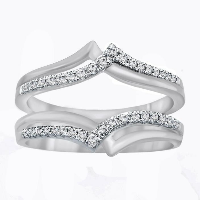 2.15 Ct Enhancer D/VVS1 Diamonds Ring Guard Wrap 10K White Gold Wedding Band
