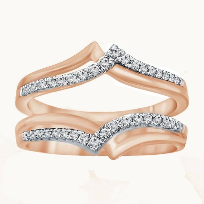 2.15 Ct Enhancer D/VVS1 Diamonds Ring Guard Wrap 10K Rose Gold Wedding Band