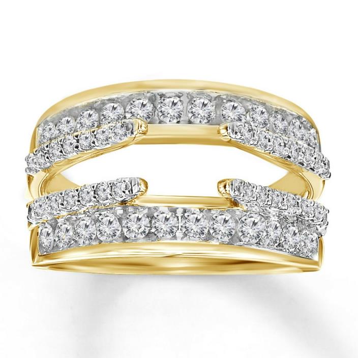 10K Yellow Gold 2.35 Ct D/VVS1 Sim Diamond Engagement Enhancer Wedding Wrap Ring