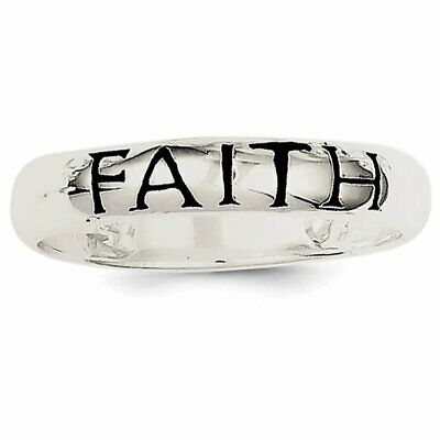 Goldia Sterling Silver Antiqued & Polished Faith Ring