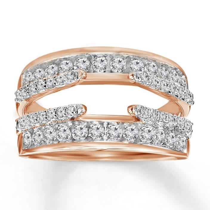10K Rose Gold 2.35 Ct D/VVS1 Sim Diamond Engagement Enhancer Wedding Wrap Ring