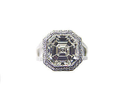 EGL CERTIFIED H COLOR VS2 CLARITY DIAMOND ASSCHER SHAPE CENTER ENGAGEMENT RING