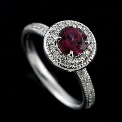 Engagement Diamond Pink Tourmaline 14K White Gold Ring