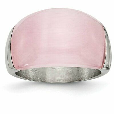 Goldia Stainless Steel Pink Cat'S Eye Ring