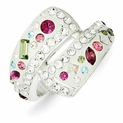 Goldia Sterling Silver Stellux Multi-Color Crystal White Ring