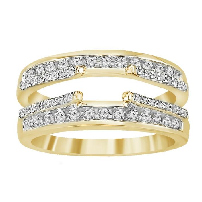 2.25 Ct D/VVS1 Sim Diamond 10K Yellow Gold Enhancer Engagement Wrap Ring Set