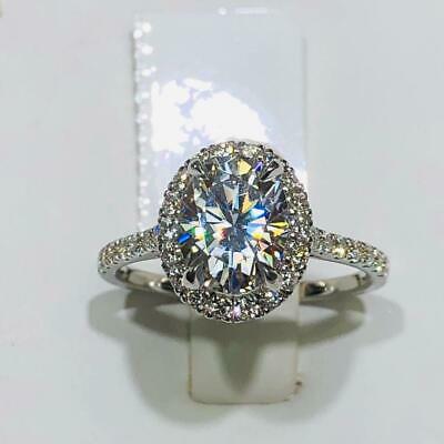 14k White Gold & Diamonds Oval Cut Halo 2.00ct E/VS1 Moissanite Engagement Ring