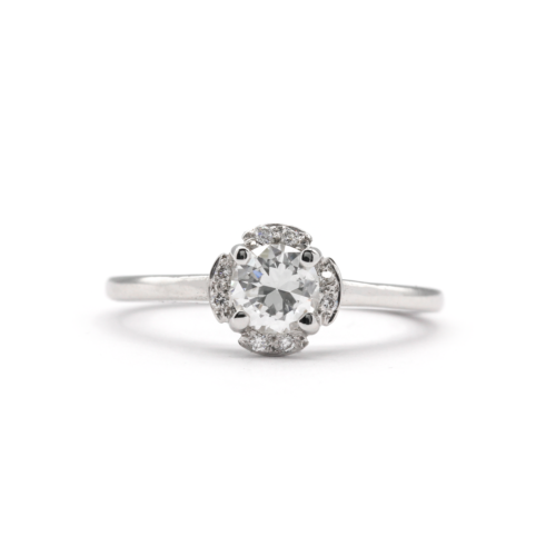 Vintage Inspired flower Engagement Ring
