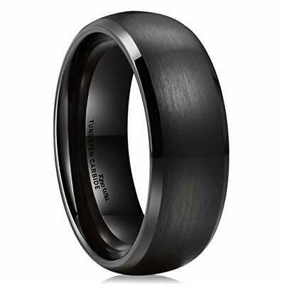 King Will TYRE Black Domed Tungsten Ring 8mm Brushed Matte Finished Wedding Band
