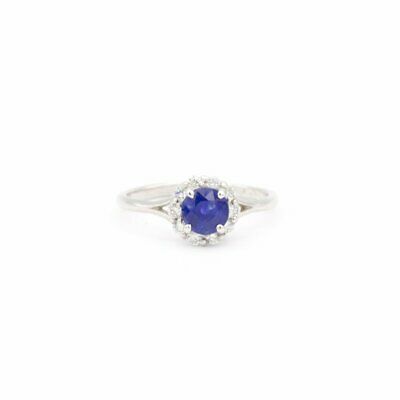 Sapphire-diamond Flower Ring