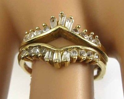 0.50CT White Topaz Engagement Ring Wrap Guard Enhancer Women 14K yellow Gold