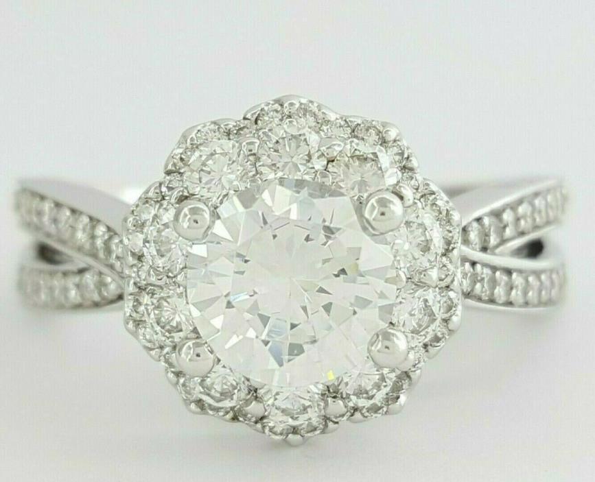 0.81 ct ArtCarved Flora 14kt Gold Double Halo Round Semi-Mount Engagement Ring